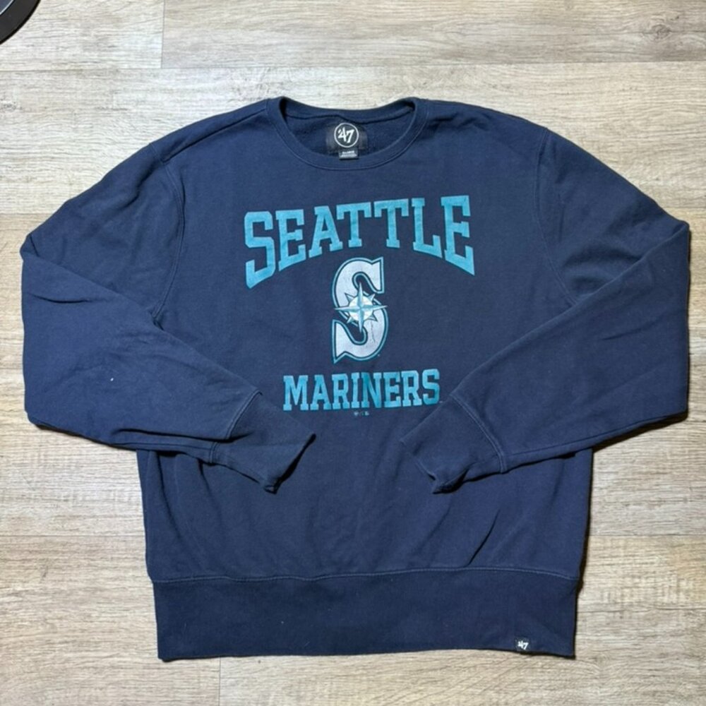 Navy Blue Seattle Mariners Crewneck Sweatshirt X-Large '47 Brand